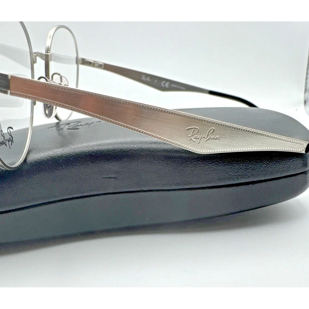 New Ray-Ban Frames Silver Round Titanium Unisex Eyeglasses rb6343 2595 47 19 140